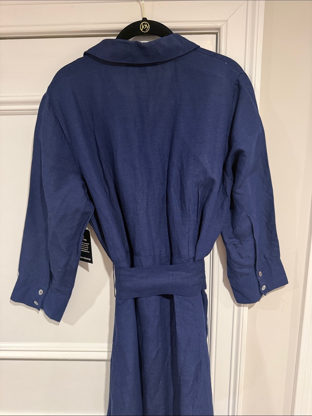 Boston Proper Navy Linen Blend Shirt Maxi Dress - Picture 8 of 9